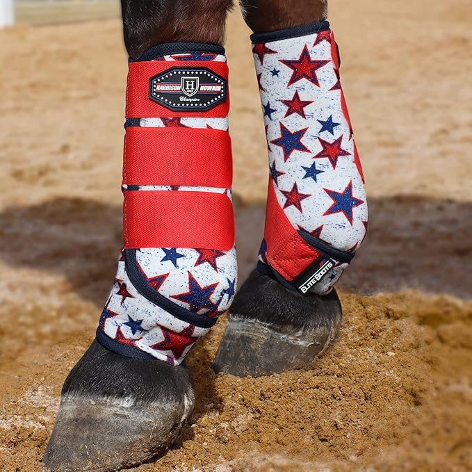 Harrison Howard Horse Sport Medicine Front Shock-Absorbing Boots All-Round Lower Limb Protection & Support Sport Boots Perfect for Endurance Training and Performance Pack of 2 Red Dream Star L