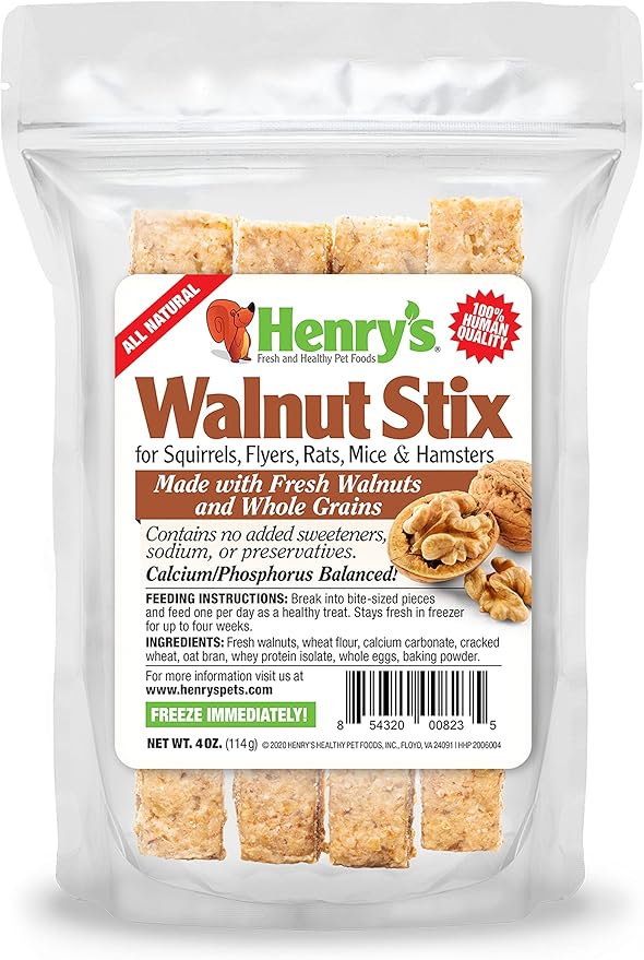 Henry’s Walnut Stix: All-Natural & Fresh Squirrel and Hamster Treats, 4 Ounces (2-Pack)