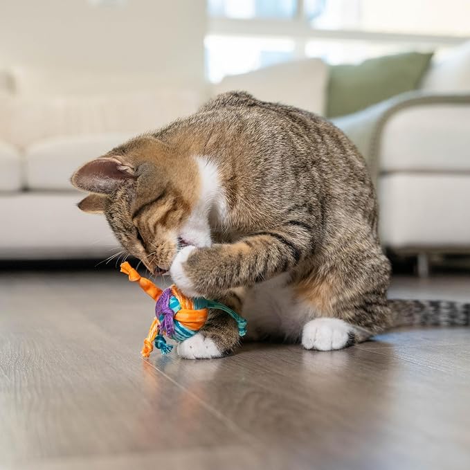 Catstages Catnip Tons of Tails ?€? Interactive Catnip Dental Chew Toy for Cats with Rope, Ribbon & Cotton for Batting, Chasing & Chewing - Image 8