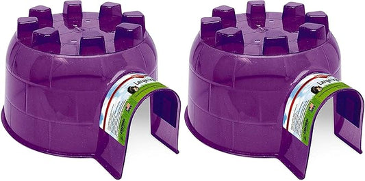 Kaytee Igloo Habitat Hideout for Pet Guinea Pigs, Ferrets, Dwarf Rabbits, Chinchillas, and Other Small Animals, Assorted Colors, Large (Pack of 2)