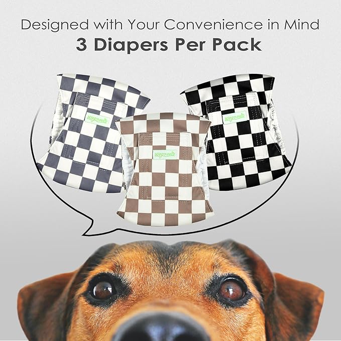 wegreeco Washable Male Dog Belly Band (Stylish Pattern)- Pack of 3 - Washable Male Dog Belly Wrap, Dog Diapers Male (Black, Grey, Dark Coffee Checkerboard, X-Large)