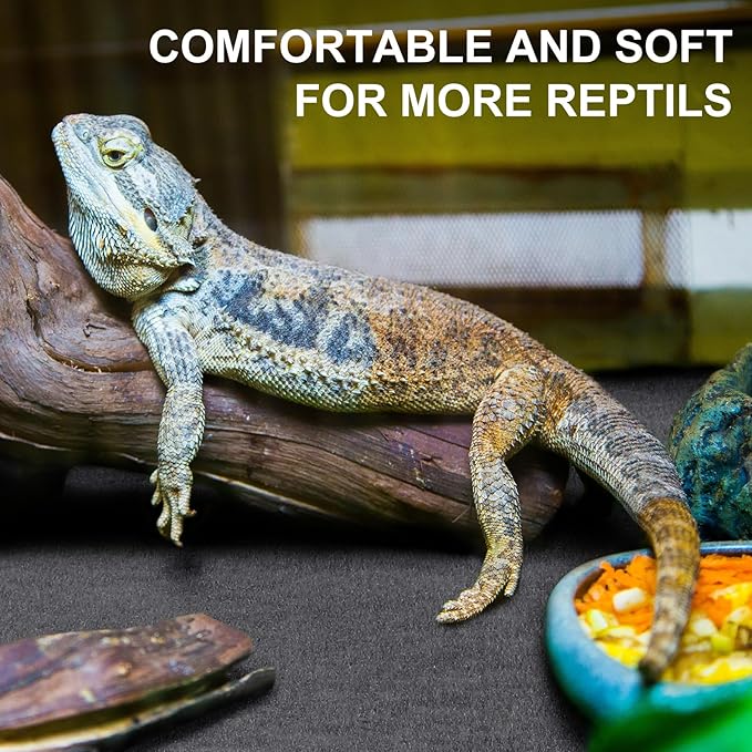 Haull 4 Pcs Reptile Carpet Pet Terrarium Floor Liners Bedding Substrate Liner Supplies Reptile Cage Mat Tank Accessories for Lizard Bearded Dragon Tortoise Snake Leopard (Black,47 x 24 Inch)
