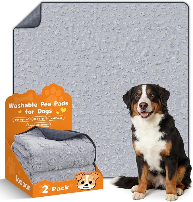 LOOBANI Reusable Pee Pads for Dogs Extra Large,72"x72" Non-Slip Washable Dog Mat 1 Pack, Super Absorbent Whelping Pads, Leak-Proof Dog Playpen Mat for Floor, Bed, Incontinence, Housebreak,Gray