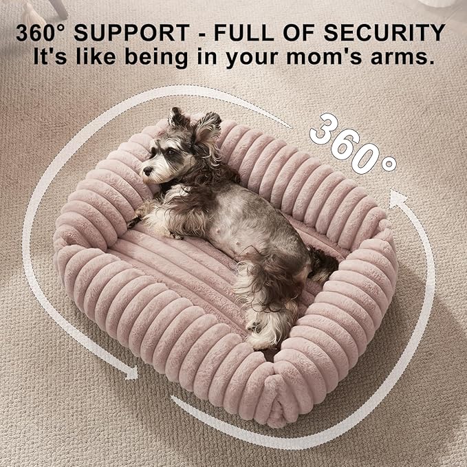 FURTIME Dog Bed for Small Dogs, Washable Orthopedic Dog Bed with Removable Cover, Rectangle Soft Calming Sleeping Puppy Bed Durable Pet Cuddler with Anti-Slip Bottom