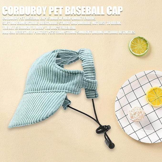 Dog Baseball Cap, Dog Cat Summer Beach Visor Hat with Ear Holes, Adjustable Puppy Sunbonnet Headdress (Green, Medium)