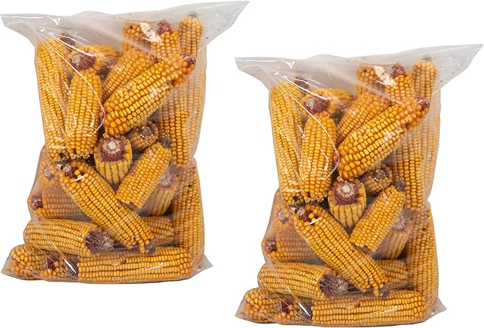 JCs Wildlife Dried Corn on the Cob for Wildlife, Natural Feed for Squirrels, Deer, Raccoons, Rabbits, Ducks, Geese & Backyard Critters, Breathable Packaging, 14 lb Bags (2 Packs)