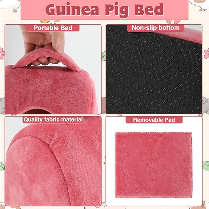 YUEPET Guinea Pig Bed 2 Pack, Washable Guinea Pig Cage Accessories Small Animal Bed Hideout for Guinea Pigs Chinchillas Hamsters Hedgehogs (Handbag and Bear)