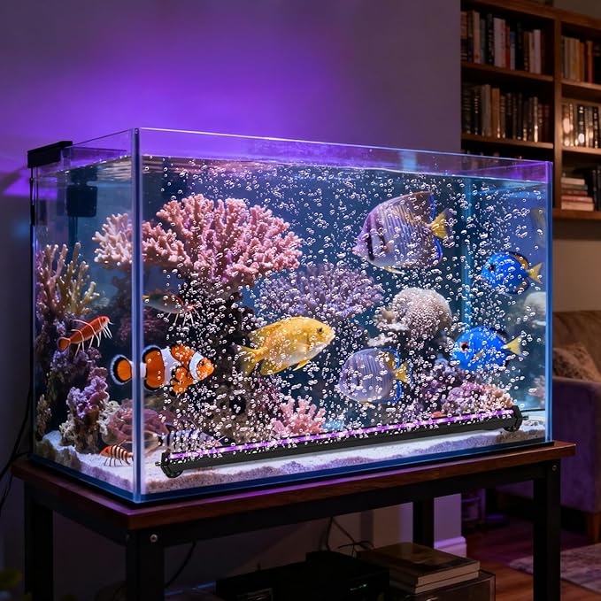 Submersible Aquarium Light:Fish Tank Light with Air Bubble Hole-RGB Color Changing Brightness Adjustable IP68 Waterproof Remote Control LED Light for Aquarium Fish Tank 12 inch