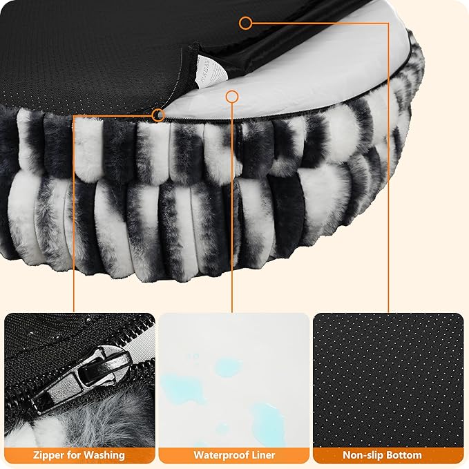Dwanton Orthopedic Dog Bed for Medium Dogs with Gel Memory Foam, Waterproof Dog Sofa, Washable Pet Bed with Four Sided Bolster Cushion, Removable Cover & Non-Slip Bottom, 36", Tie-dye Gray