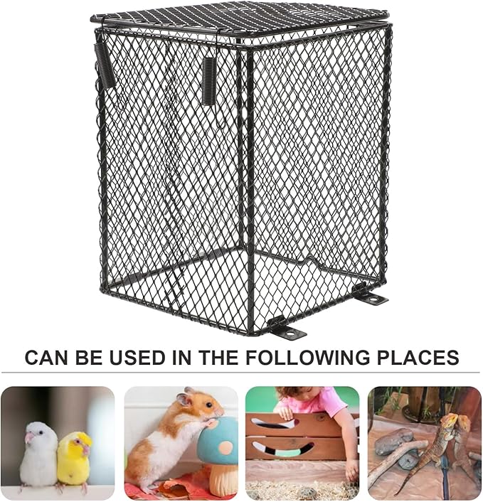 HANABASS 2pcs Reptile Heat Lamp Mesh Cover for Crawler Living Tank Scald Prevention Design Suitable for Heating Sources Easy to Install Safe and Practical for Reptiles