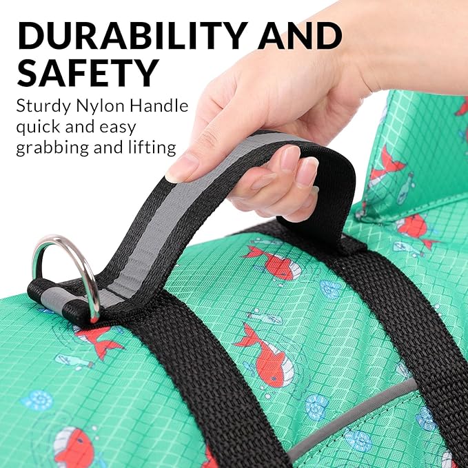 Queenmore Medium Dog Life Jacket, Dog Life Vest for Swimming with Shark Fin, Ripstop Dog Lifevests for Boating with Handle/Leash Hook, Pet Safety Water Vest for French Bulldogs Dachshunds