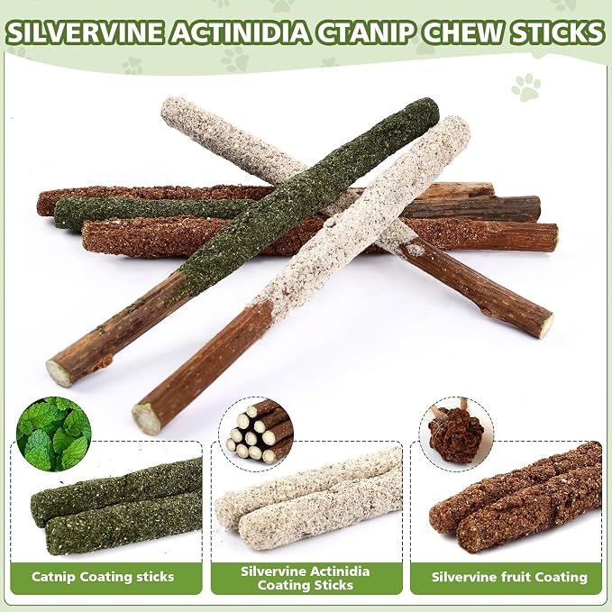 WOUSEDO 24 Pack Catnip Chew Toys with Silvervine Sticks for Cats - Image 4