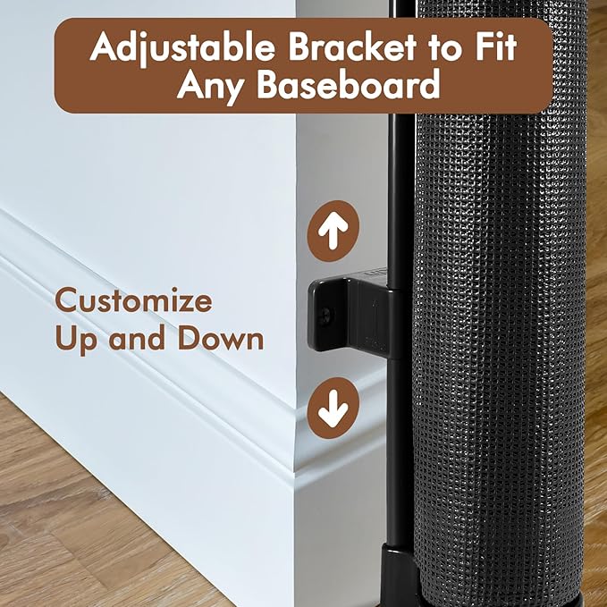 Reinforced 48" Extra Tall Pet Gate with Support Rods, 4 Ft Tall Retractable Baby Gates for Doorways 55" Wide Mesh Dog Gate Indoor Outdoor - Prevent Baby/Pet from Jumping Over, Black