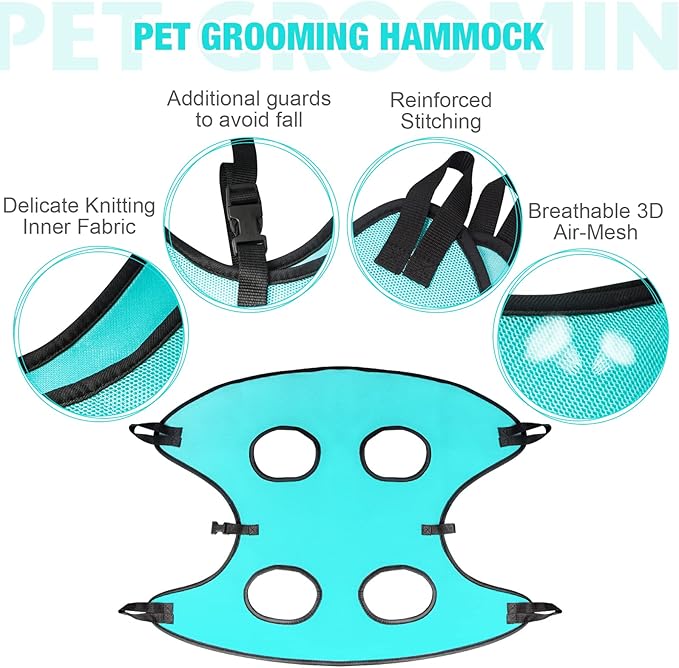 ATESON Dog Grooming Hammock - Upgrade Pet Grooming Harness for Nail Trimming (XL 80lb), Dog Sling for Nail Clipping, Dog Hanging Holder Hanger for Cutting Nail with Nail Clippers