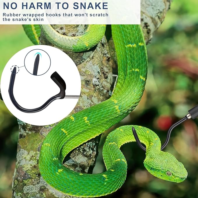 Snake Hook Heavy Duty, Snake Hook Retractable 35"-65" Catcher Hook for Rattlesnakes Ball Python Rattle Cobra Removal Non-Slip Foam Handle and Thickened Stainless Steel