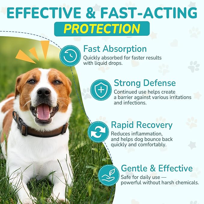 Woyamay Antibiotics for Dogs | Natural Dog Antibiotics for Allergy Relief, Itch Relief, Coughs, Skin Health, Breath Treatment, Digestion | Herbal Supplement to Care for Ears, Eyes & Coat, 4 Fl Oz