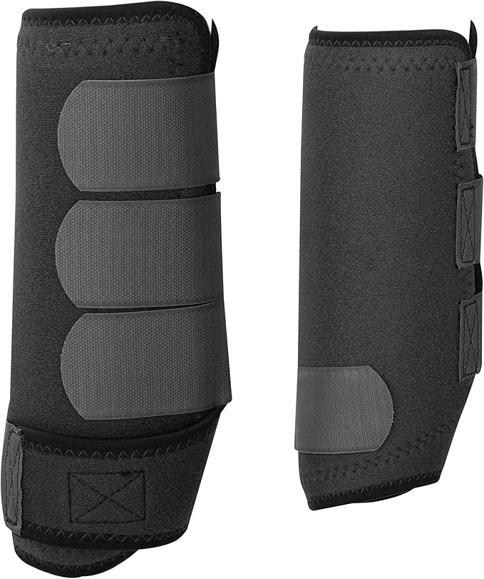 Medicine Horse Boots Splint Boots for Horses Protective Lower Limb Brushing Boots Front Hind Leg Protection Gear Set of 4 (Black, Large)