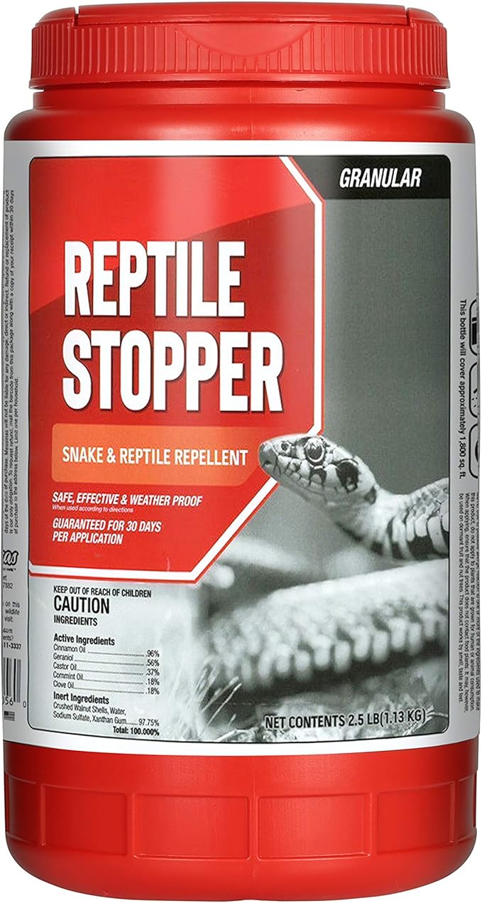 Reptile Stopper, Granular Animal Repellent, All Natural, Effective All Year Round, Safe for People and Pets, No Harsh Chemicals, Ready to Use, Snake & Reptile Repellent - 2.5 lb. Shaker Jug
