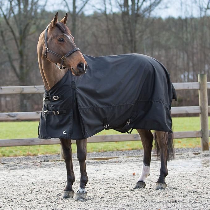 HORZE Nevada 1200D Lightweight Waterproof Horse Turnout Rain Sheet (No Fill) - Black - 63 in