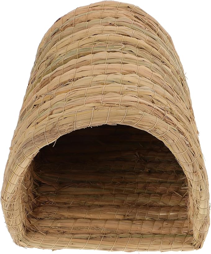 Toddmomy Straw Woven Chicken Coop Nest Small Animal Bed for Hamsters Guinea Pigs Birds Semi-Enclosed Sleep Nest Indoor Outdoor