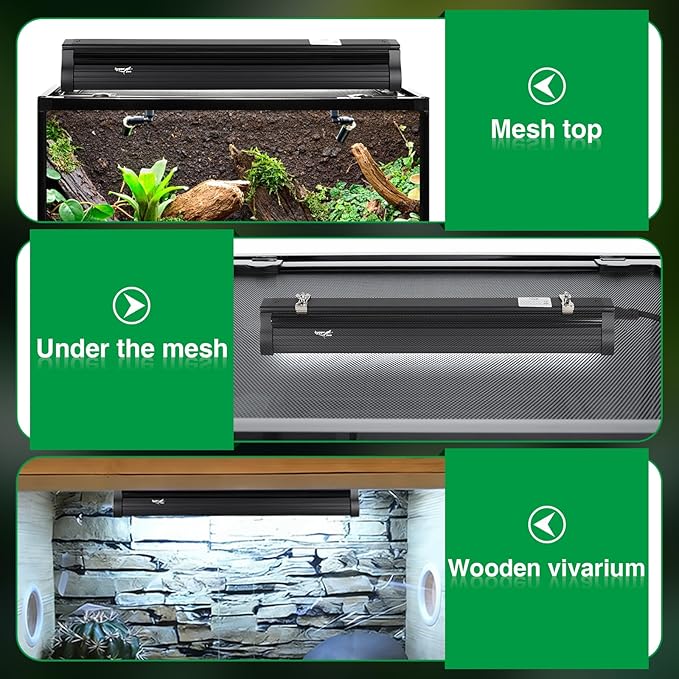 T8 UVB Reptile Light Fixture Upgrade Burn-proof HO UVB Bulb Lighting Combo Kit 10.0 UVB Light for Reptile Terrarium Fluorescent 18W Reptile Light Bar UVA UVB Desert Lamp for Bearded Dragon Turtle Tank