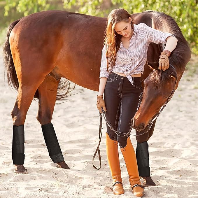 4 Pcs Horse Sport Boots - Neoprene Protective Breathable Comfy Mesh All-Round Lower Limb Protection & Support for Jumping Trail Riding Endurance Training and Performance