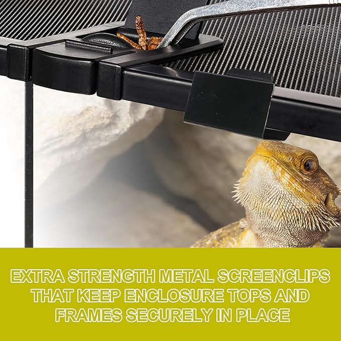 6Pack Reptile Terrarium Covers Heavy Duty Screen Clips for 5-29 Gallons, Aquarium Lid Clips for Reptile Tank Lid, Rreptile Enclosure Lock for Amphibian and Turtle Terrarium Covers