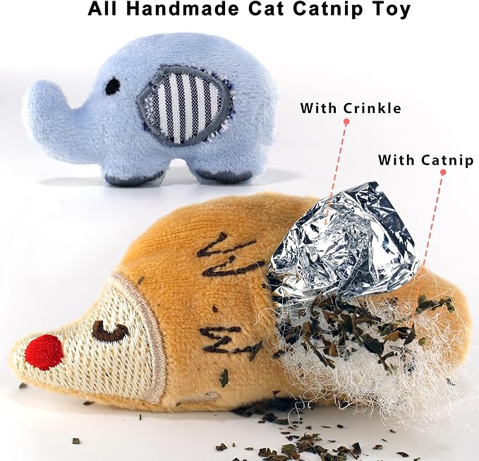 Cat Toys, Interactive Cats Toy for Indoor Cats, Soft and Durable Crinkle Sound Catnip Toys, Catnip Filled Mouse Cat Teething Chew Toy (Pack of 6) - Image 2