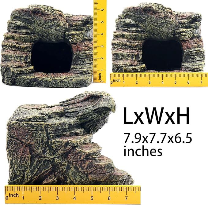 Reptile Rock Basking Platform, Gecko Hide Cave Hiding Place, Snake Cave and Hides for Reptiles, Amphibians, and Small Animals, Lizards (Type-D（Small）)