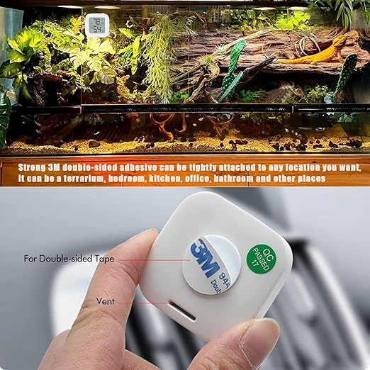 Reptile Tank Thermometer, Mini Digital Hygrometer Thermometer Gauge, Indoor Outdoor Temperature Humidity Meter for Greenhouse Humidors Incubators Reptile Terrarium Jars, Fahrenheit (℉) or Celsius(℃)