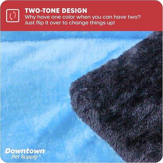 Downtown Pet Supply Comfort Crate Mat | Soft Fleece Pet Bed - Machine Washable, Easy to Clean - Light Blue/Charcoal - 24 x 18 in for Small Dogs or Cats