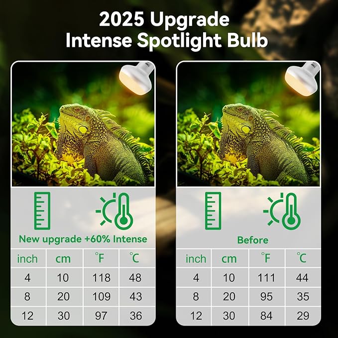 LUCKY HERP Intense Heat Lamp Bulbs for Reptiles 75W 2 Pack, UVA Daylight Reptile Heat Lamp, Reptile Basking Heat Light Bulb for Amphibian, Tortoise, Bearded Dragon, Lizard, Turtle, Snake Heating Use