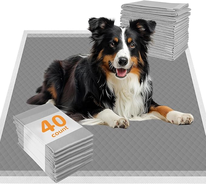 DEEP DEAR Charcoal Puppy Pads XL 30"x26", 40 Count Disposable Dog Pee Pads Extra Large, Activated Carbon Dog Potty Pads for Training, Pet Urine Bed Pads for Doggies, Piddle Pads for Indoor and Outdoor