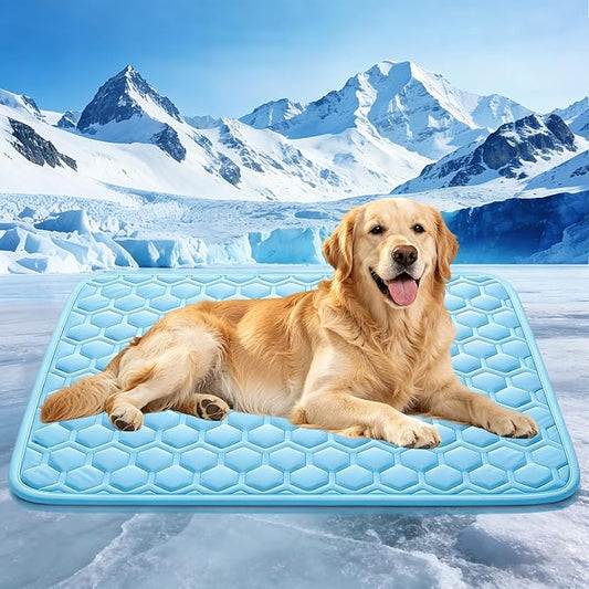 Cooling Mat for Dogs, Thick Breathable Dog Cooling Mat Q-MAX>0.45, Dog Cooling Bed Chill Cool Fiber & Non-Slip Bottom Cold Crate Pad Kennel Bed for Dog Puppy and Cat, Non-Toxic, Foldable & Washable