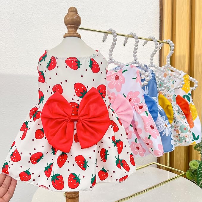 TAPBULL Dog Dresses, Fashionable Pet Dog Clothes, Cute Cat Birthday Dress Outfit (Orange/Red/Yellow/Blue/Pink 5-Pack), XX-Large
