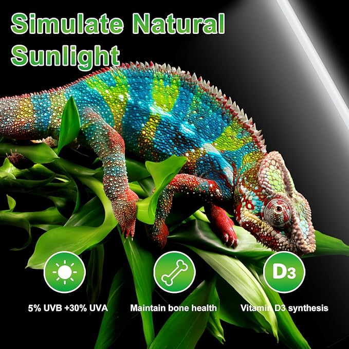 LUCKY HERP T8 14W UVB 5.0 Reptile Light, UVA UVB Reptile Light Bulb 2 Pack, Fluorescent Lamp for Reptiles Amphibians Lizards Chameleons