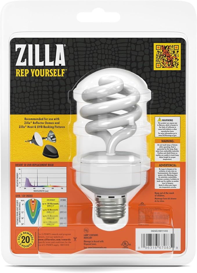 Zilla Fluorescent Coil Bulb Desert 20 Watts