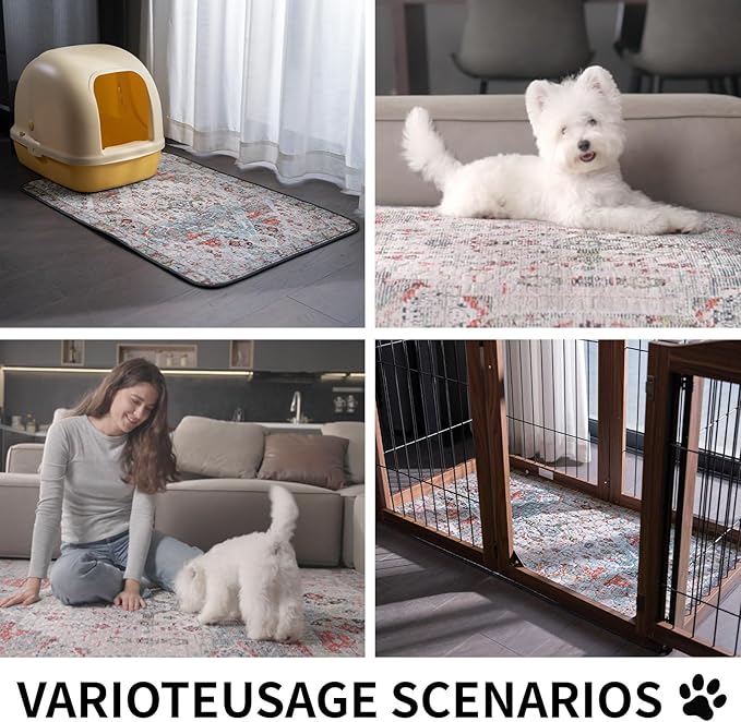 Washable Pee Pads for Dogs, Reusable Puppy Potty Training Pads, Ultra-Absorbent Thick Waterproof Leak-Proof Non-Slip Pads & Mat for Crate, Playpen, Floor, Whelping & Housebreaking , 2 Pack 48"x72"