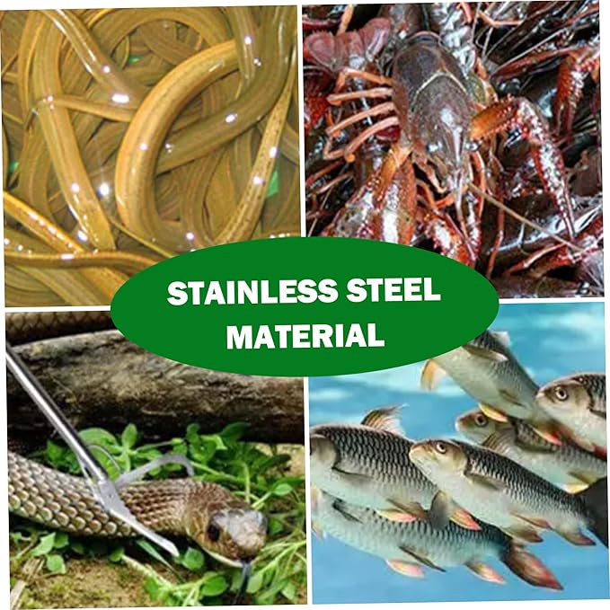 Snake Grabber Tool, 50" 3 Sections Snake Grabber, Stainless Steel Snake Tongs with Serrated Tooth, Collapsible Portable Snack Stick for EEL, Fish, Reptile