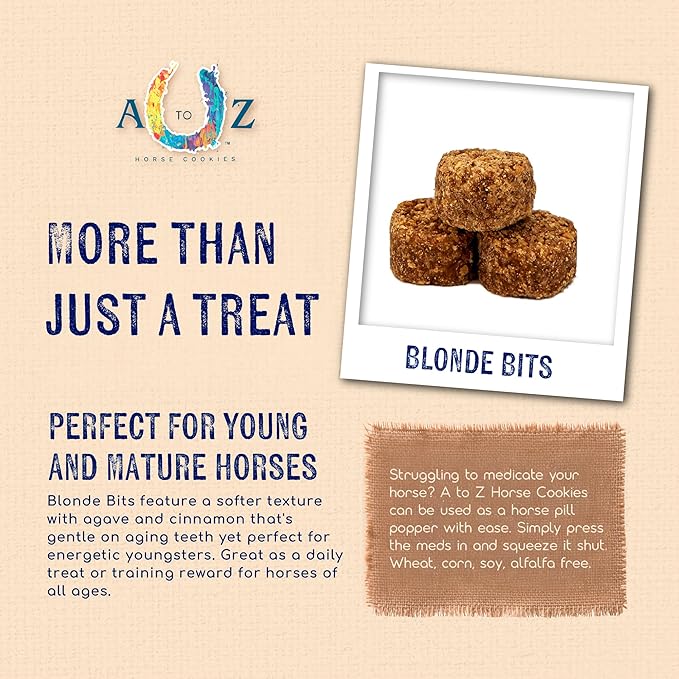 Horse Treats, Blonde Bits of Health, Low Carb/Sugar, A Softer Cookie, Wheat, Corn, Soy & Alfalfa Free, Made with Cinnamon & Agave, All Natural Ingredients, 4.5 lb