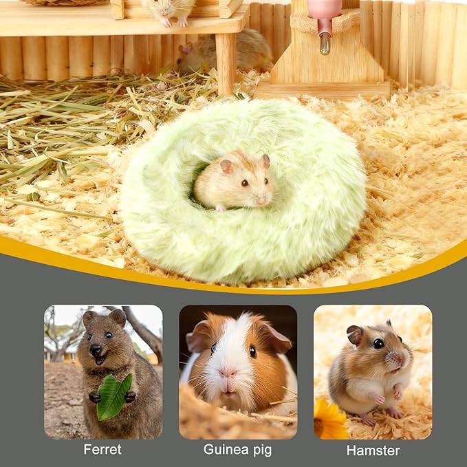 2-Pack Guinea Pig Backpack and Burrowing Bed, Portable Small Animal Cage with Bubble Clear Window, Plush and Fluffy Hideaway Pet Bed for Piggies, Hamster