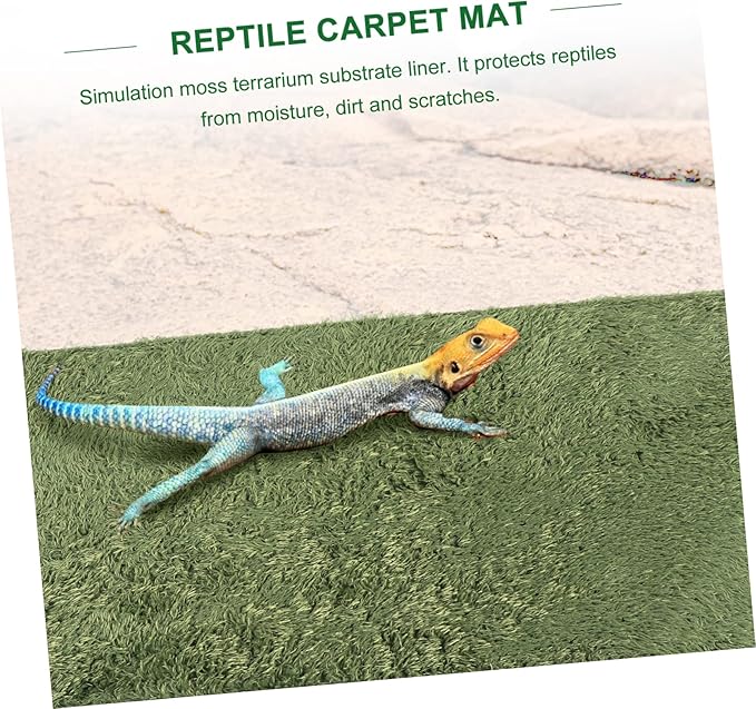 Mipcase 2pcs Moss Reptile Carpet Liner for Terrarium Bedding Breathable Reptile Habitat Pad for Turtles Snakes and Lizards and Washable Cushion for Clean Environment