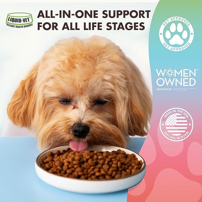Liquid Vet Total & Complete Support for Dogs – Joint, Allergy, Digestive & Immune Health – 10 Active Ingredients in 1 Including Omega-3s, Prebiotics, Glucosamine, Cranberry - Made for Picky Eaters