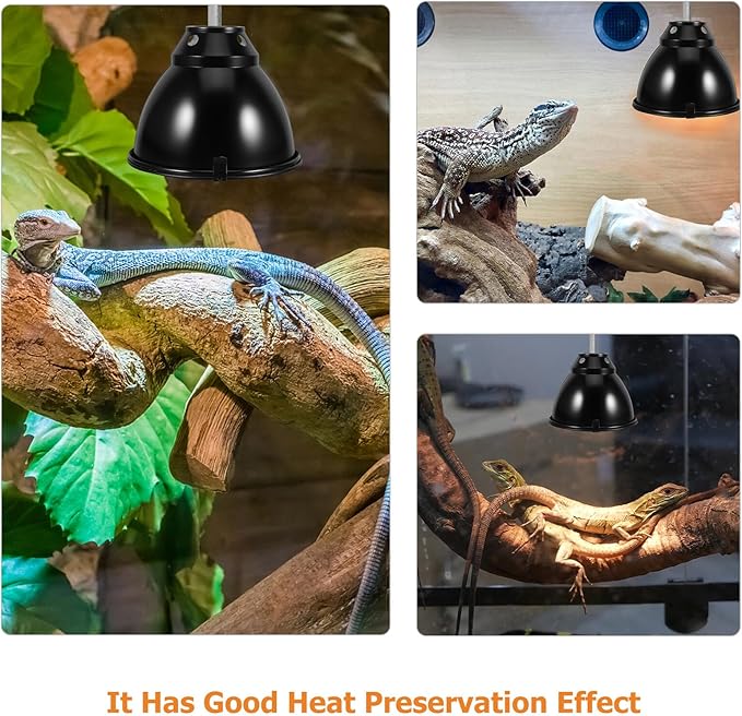 Yardwe 2 Sets Reptile Heat Lamp Covers with 5.8-inch Heat Lamp Shades, Heat-Resistant Reflector Domes for Reptile Habitat Lighting Suitable for Bearded Dragons and Lizards