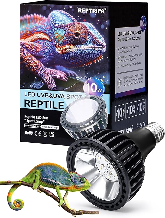 LED UVB Light for Reptiles, 10W 10.0 LED UVB Lamp, Reptile UVB Bulb for Bearded Dragon Lizard Gecko Snake Turtle, Provide Sufficient UVB Exposure Tropical & Desert Reptiles