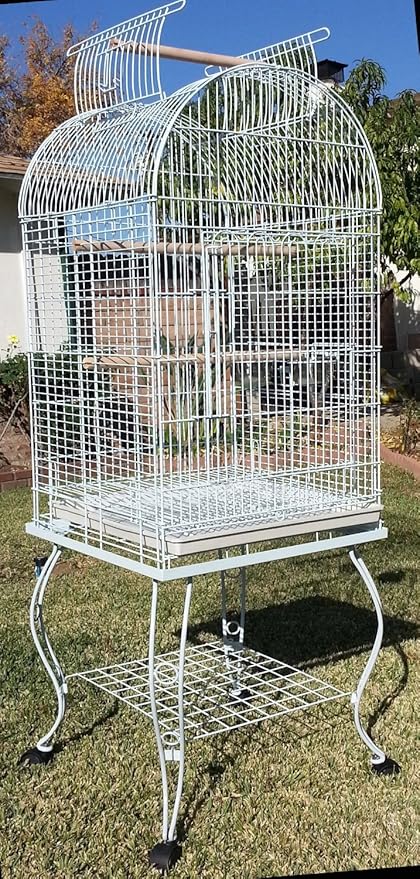 Large 64-Inch Open/Close Dome Roof Perch Stand Top for Parrot Lovebird Cockatiel Cockatiels Parakeets Bird Cage with Removable Stand