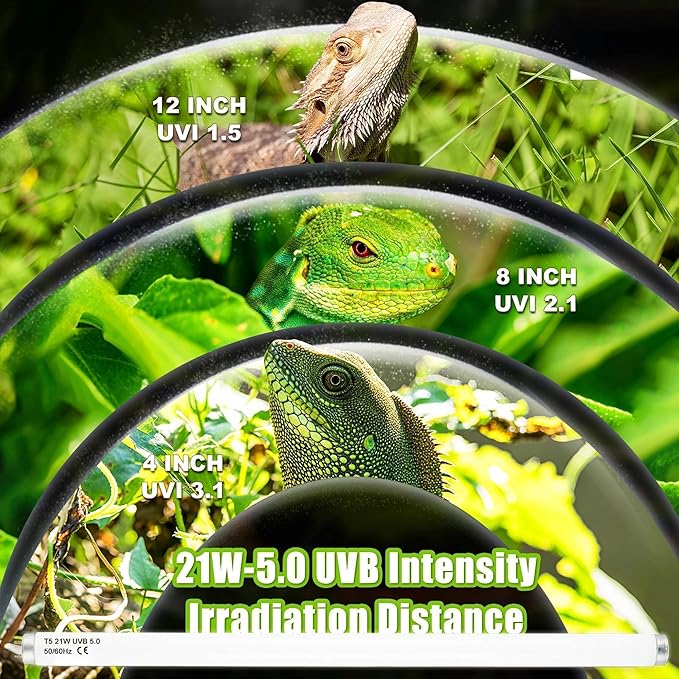 T5 HO UVB 5.0 Reptile Replacement Tube, 21W 34 in Linear Fluorescent Lamp, for Rainforest Reptiles