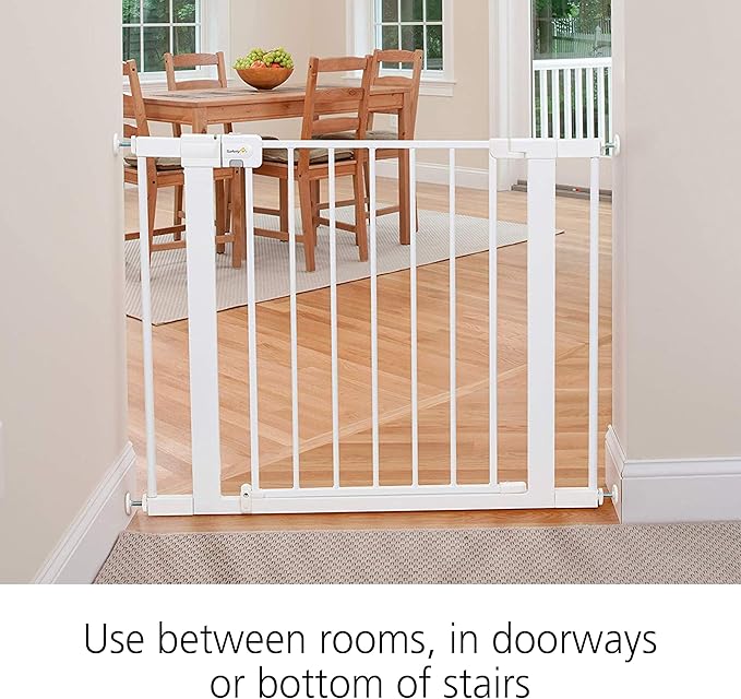 Safety 1st Easy Install Walk Thru Baby Gate for Doorway With Door, Dog Gates, Fits 29"-38", Easy Install 28" Tall, White