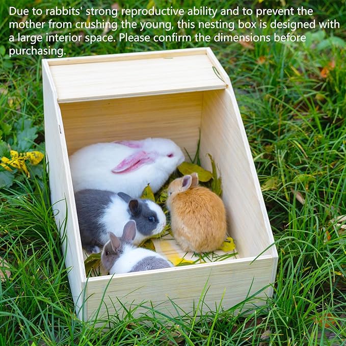 Wood Rabbit Nesting Box, 18"x15"x12"Wooden Small Animals Hutch Hideout for Breeding,Suitable for Rabbits ，Guinea Pig & Other Small Animals