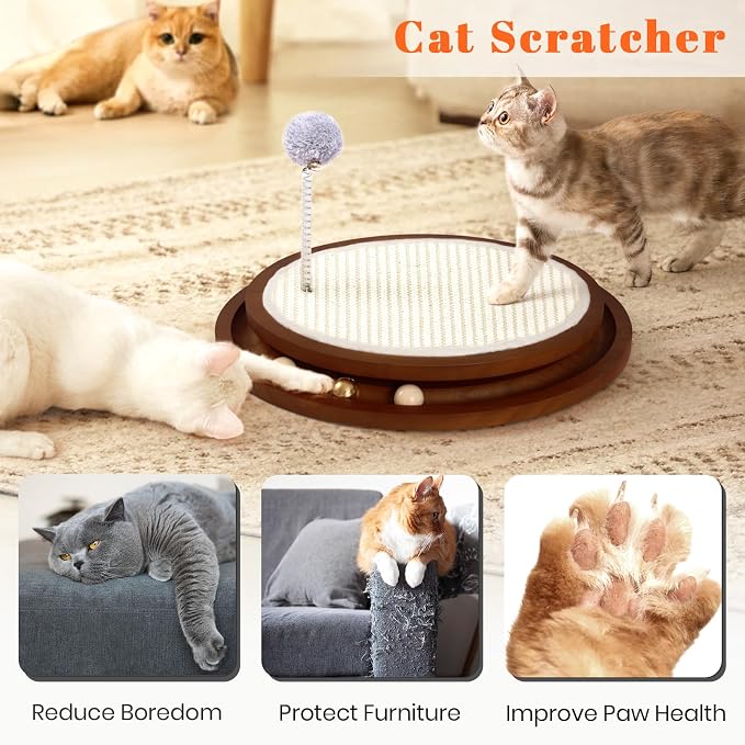 Cat Scratcher Toys Natural Sisal Pad Kitten Interactive Ball Track - Image 3